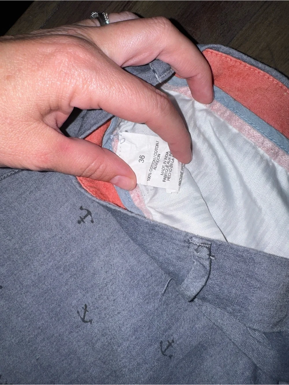 Chaps Light Blue Anchor-Print Flat Front Men’s Shorts